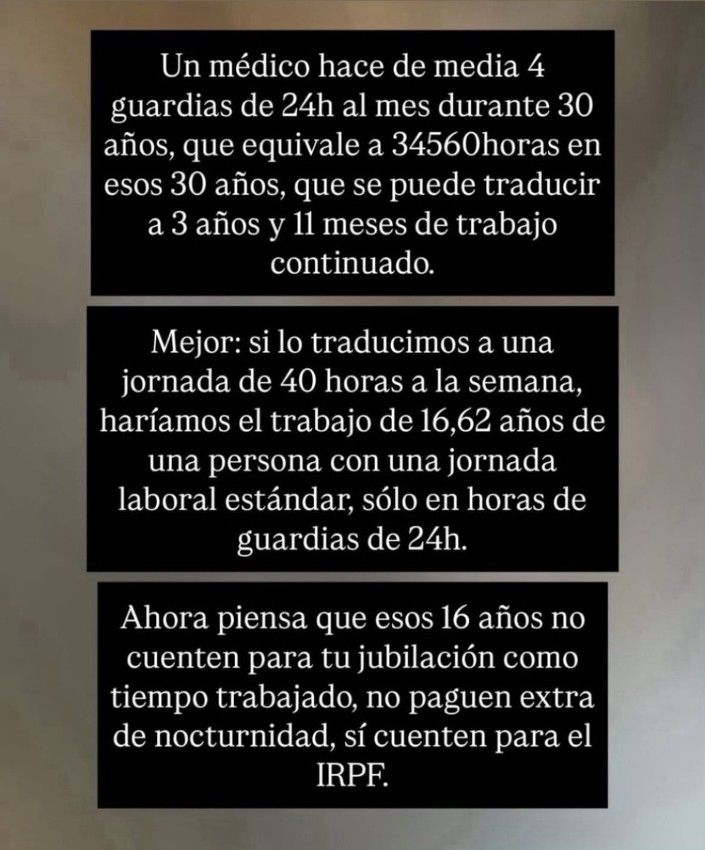 Para que se entienda mejor. 
👇🏼👇🏼👇🏼👇🏼
#HuelgaMedica13J 

Guardias que no cuentan como tiempo trabajado para la jubilación, pero sí para el IRPF 🤔💰