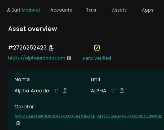 Algo_Surf's tweet image. New ✨Verified assets now have a Pera Verified badge
New ✨Full NFD Support
Search, see all verified addresses, and see NFDs on all transactions & account fields. Search-from-URL bar is also supported 🪄
The lazy man's explorer is slowly becoming usable
