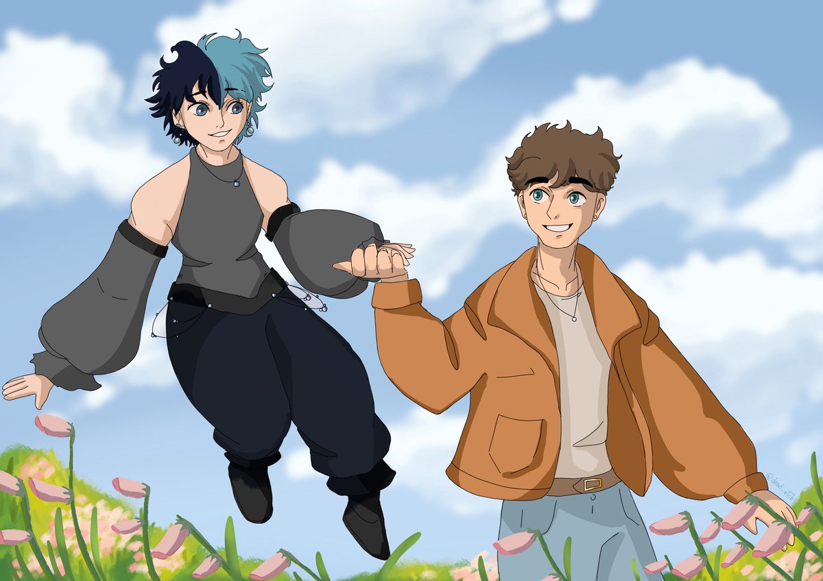 Me and my beloved in the Ghibli style :3 (drawn with my own hands) #art #ghibliart