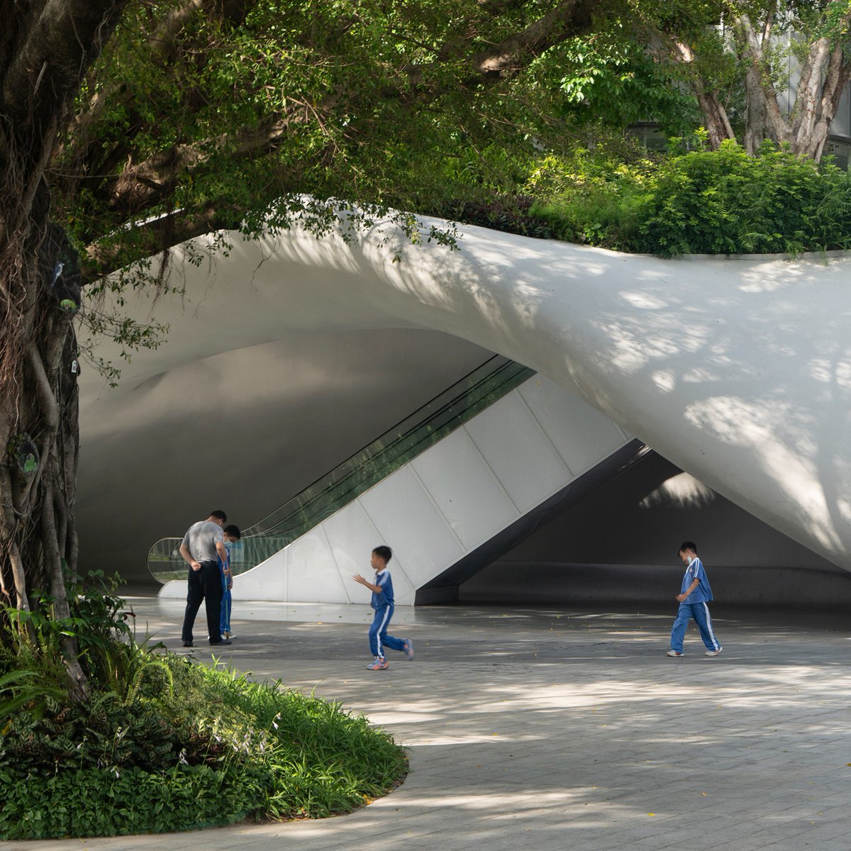 A curvilinear steel structure with sloping green roofs characterises the ‘Redevelopment Design of the Eastern Entrance of Shenzhen People's Park’ in China by Reform. It was highly commended for Landscape of the Year at #WAF24 🌳

See all the winners: bit.ly/4iM4Ax7