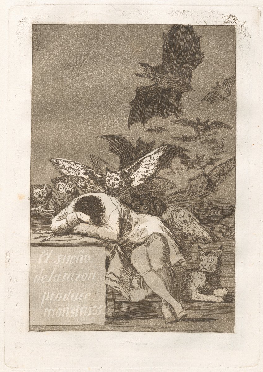 El sueño de la razon produce monstruos (The Sleep of Reason Produces Monsters / Ο ύπνος της λογικής δημιουργεί τέρατα). Francisco Goya, 1799