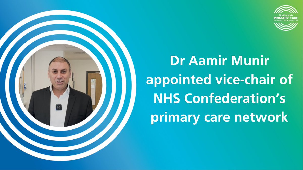 Northumbria Primary Care (@npccentral) on Twitter photo We’re proud to share that our clinical director of transformation, Dr Aamir Munir, has been appointed vice-chair of the <a href="/NHSConfed/">NHS Confederation</a> primary care network.
👏 Congratulations, Dr Munir We’re proud to share that our clinical director of transformation, Dr Aamir Munir, has been appointed vice-chair of the <a href="/NHSConfed/">NHS Confederation</a> primary care network.
👏 Congratulations, Dr Munir