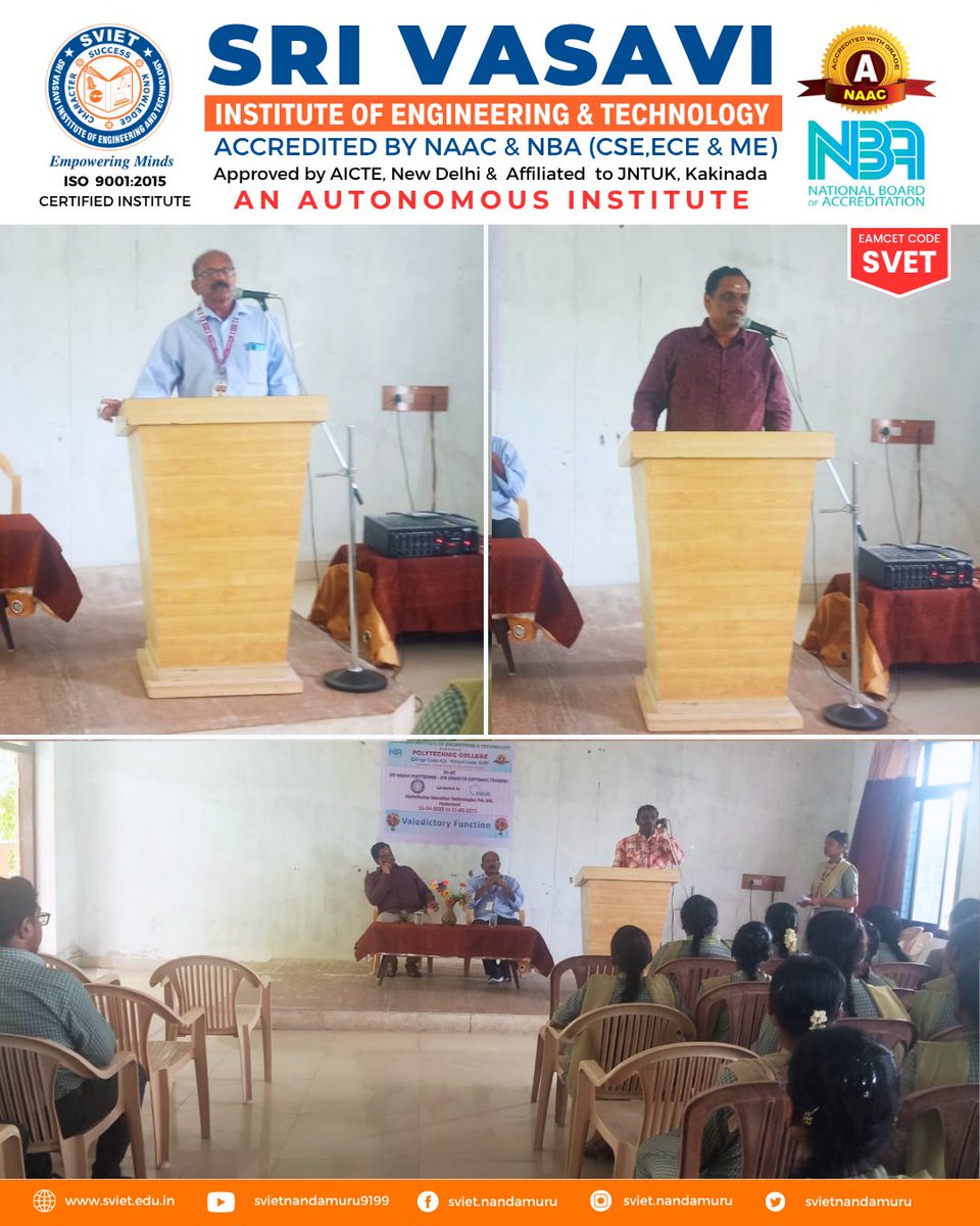 SVIETNandamuru's tweet image. Big Win for Our Polytechnic Stars! 💻✨
SVIET’s final-year Computer Engineering students just leveled up!
Proud moment for SVIET! 👏
#SVIET #PolytechnicSuccess #Internships #WorkFromHomeJobs #StudentSuccess #EngineeringCollege #Nandamuru #Vasavi #FutureReady