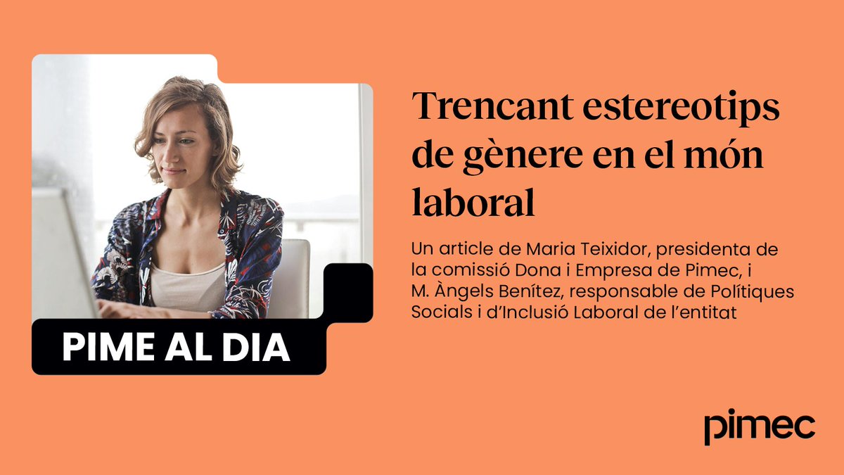 📰 Trencant estereotips de gènere en el món laboral.

"Trencar els estereotips de gènere no és només una qüestió de justícia social, sinó també una estratègia d’intel·ligència econòmica".

✍️ <a href="/MariaTeixidor/">Maria Teixidor</a> i <a href="/m_angelsbenitez/">M.Àngels Benítez</a>.

tinyurl.com/4wrm8hvw