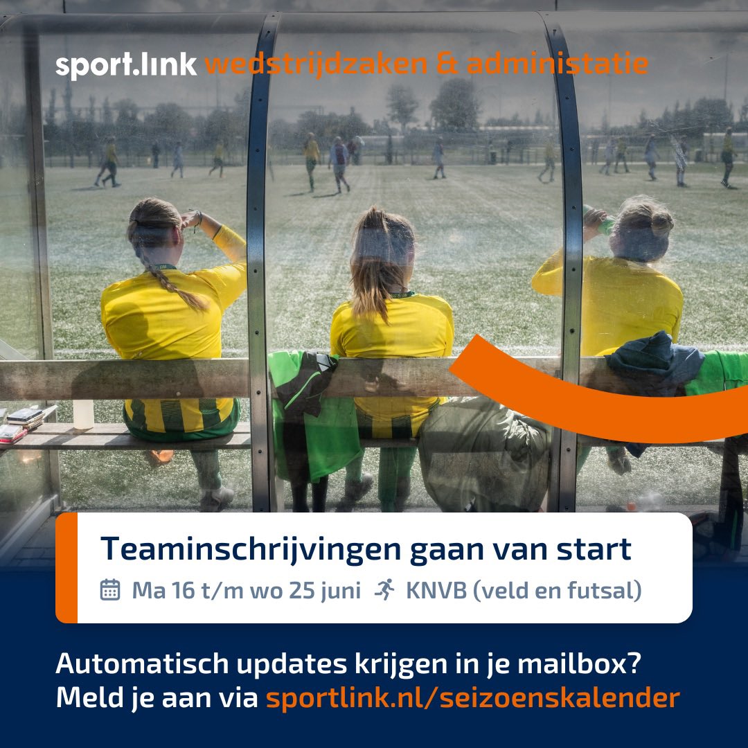 Vanaf maandag 16 juni kunnen alle voetbalteams worden ingeschreven voor het nieuwe seizoen. ⚽️🎊 Dit kan tot en met 25 juni 2025. 👉 Inschrijven doe je via Sportlink Club – dit gaat op dit moment nog via de Java-versie van Sportlink Club. 
knvb.nl/assist-wedstri… 
#nieuwseizoen