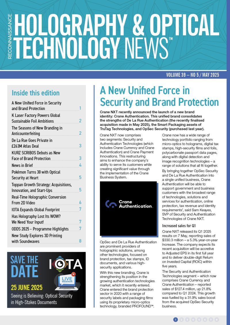 IOTA2024's tweet image. Did you read the latest edition of Holography &amp;amp; Optical Technologies News®. Visit our website, log in with your member credentials, and start reading. Need help? Contact the IOTA Secretariat at info@iot-association.org — we&apos;re happy to assist. #IOTA #opticalsecurity
