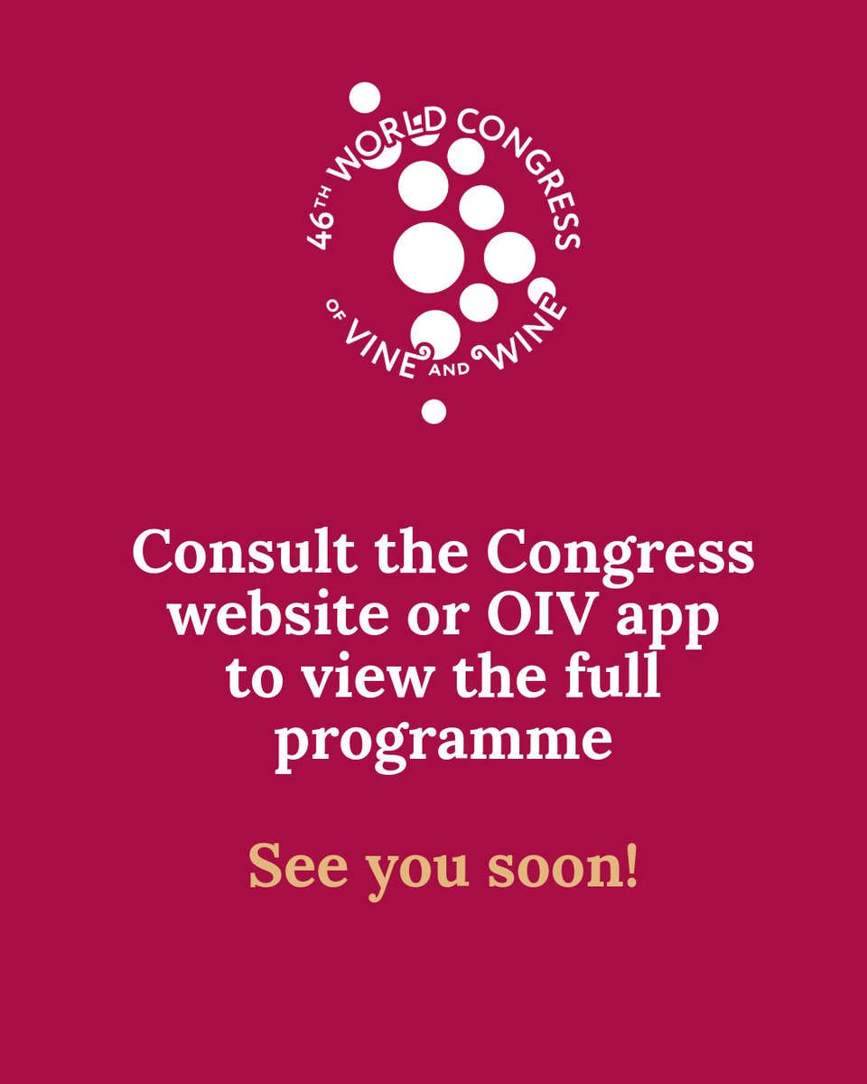 The annual OIV Congress starts in just 3 days!
👉 Discover the main topics of the Scientific Programme of the 46th World Congress of Vine and Wine. 🍇 Congressists, download the OIV app and visit the Congress website for all the info: oiv2025.md