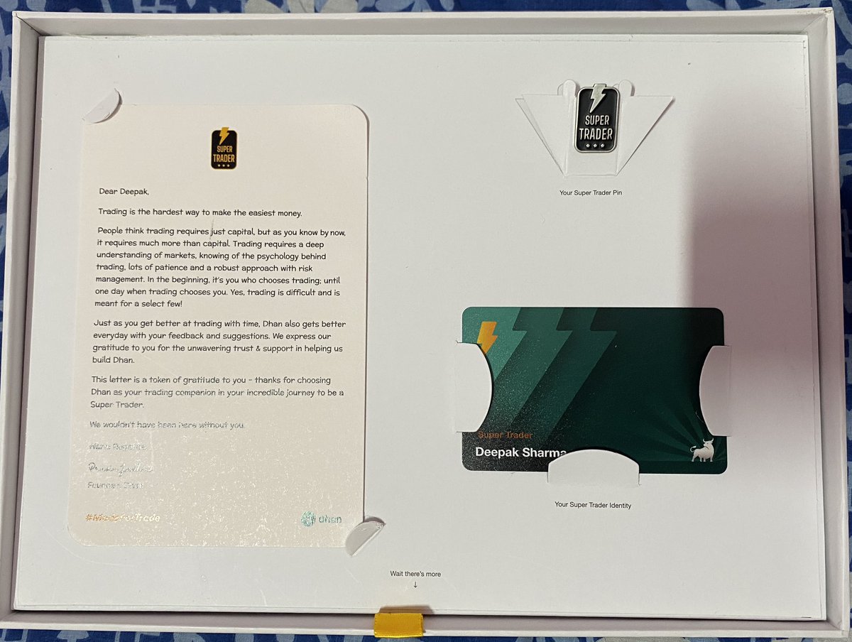 Dpak546's tweet photo. What a surprise! Just received an amazing Trading Kit from @DhanHQ – thank you for the thoughtful gesture! 🙌

Packed with smart tools and inspiring resources, it truly reflects Dhan’s commitment to empowering traders.

Grateful to be part of the Dhan community. 

#MadeForTrade https://t.co/sQghL3763E