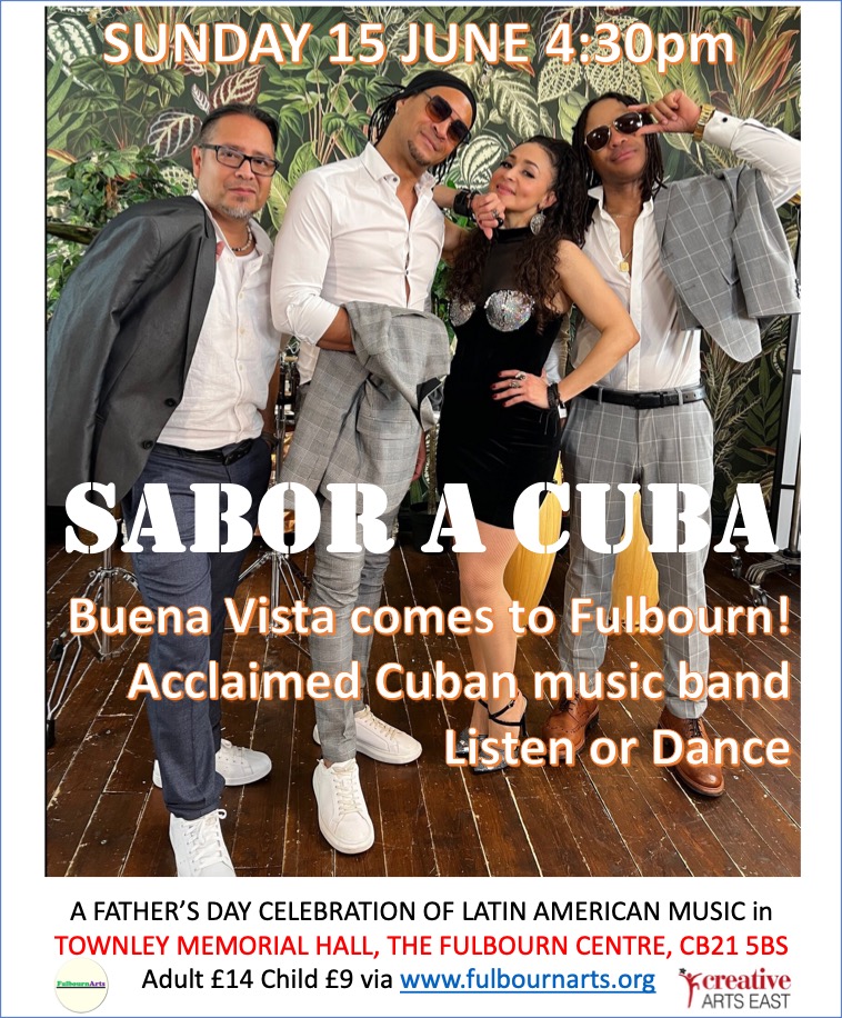 SPEND SUNDAY IN CUBA!
Sabor A Cuba playing live in Fulbourn - Info fulbournarts.org #cuba #music #dance #family #friends #Salsa #cambridge #fulbourn #FathersDay2025