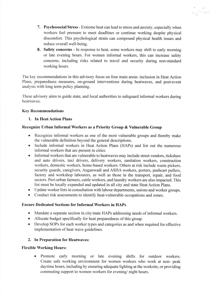 Important Update! 🌡️🔥 Informal Workers &amp; Heatwaves

NDMA has issued a landmark advisory to protect India’s 80% urban workforce from heatwave risks. This includes street vendors, construction workers, domestic workers &amp; more—most exposed to rising temperatures daily. 🔥 👨‍🏭 1/3