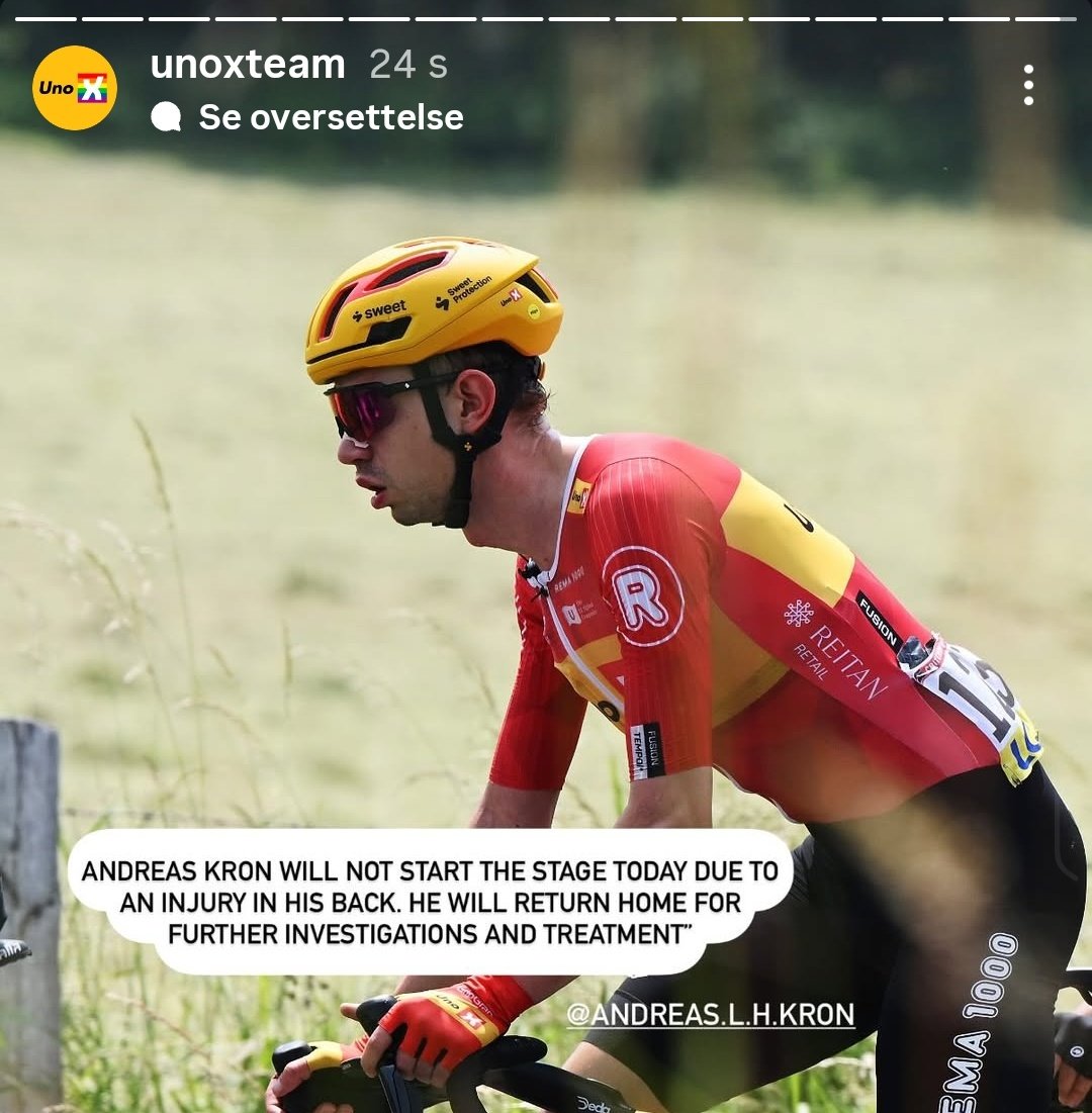 Kron ute av Dauphiné. Så ut til å være på riktig vei i Tyrkia før høydeleiren, nå et nytt spørsmålstegn før Uno-X tar ut Tour de France-laget neste uke.