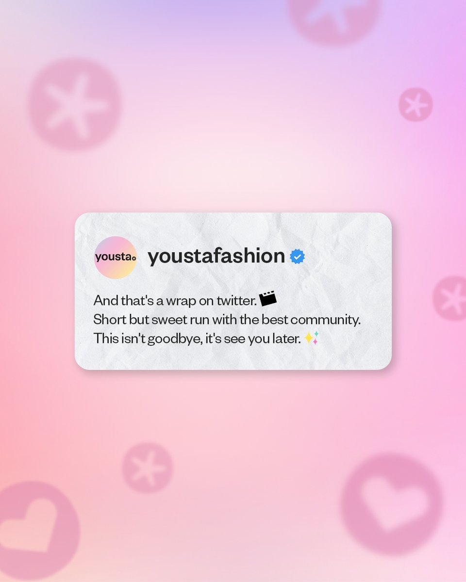 Chapter closed, memories made. Until we meet again! 🤍

#yousta #youabsolutestar #fashion #fashionbrand #neverthesame #twitter