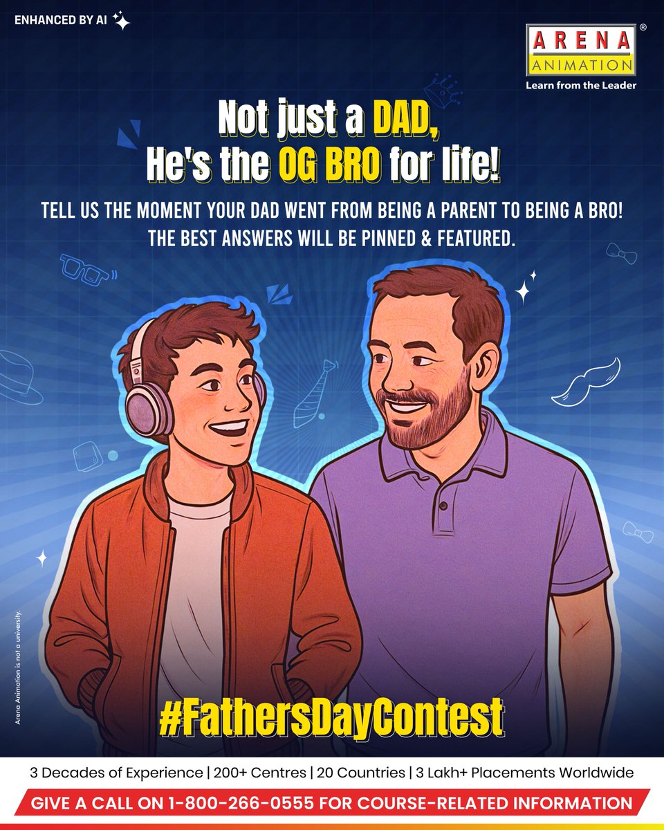Animation_Arena's tweet image. From life hacks to the moment he surprised you with his Bro energy, we all have that one story. Now’s your chance to flex it! Reply with  your best “Dad went full Bro” story.

#ArenaAnimation #FathersDay