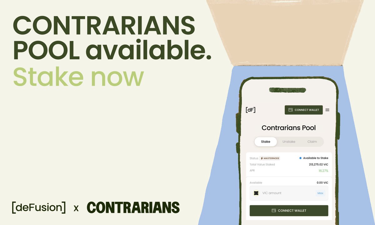 deFusion (@defusionxyz) on Twitter photo Delighted to announce that the Contrarians Pool by <a href="/ContrariansNFT/">The Contrarians</a> is now live on Defusion!
The entire fund from the Contrarians Athletix collection has been staked into the pool to help secure Viction, and all APR will be used to fuel operation & community growth initiatives. Delighted to announce that the Contrarians Pool by <a href="/ContrariansNFT/">The Contrarians</a> is now live on Defusion!
The entire fund from the Contrarians Athletix collection has been staked into the pool to help secure Viction, and all APR will be used to fuel operation & community growth initiatives.