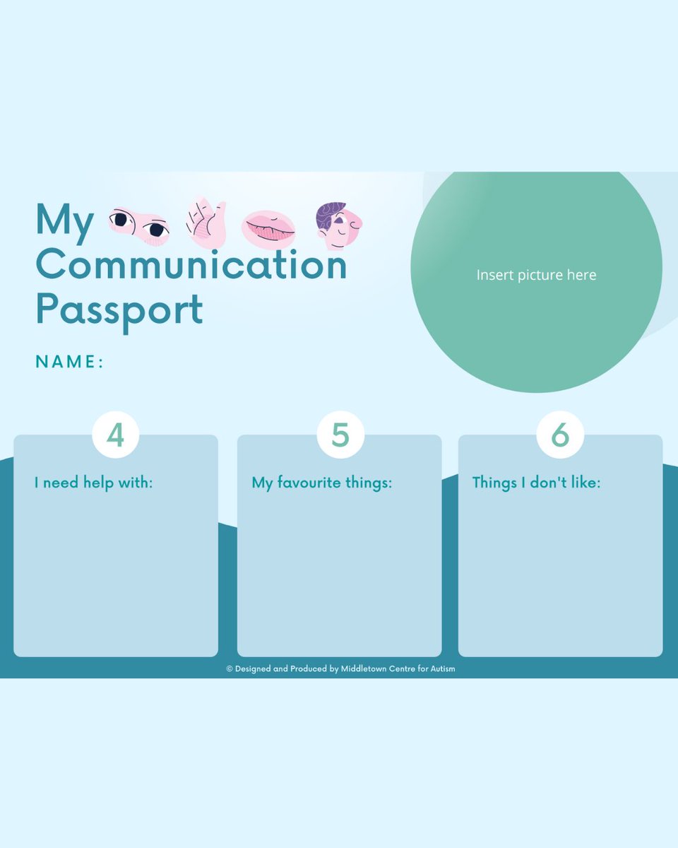 Student passports, sometimes called communication passports, are a tool which allows a child or young person to tell school staff all about themselves. This is particularly important now as students prepare to move to a new class, or school, in September.

middletownautism.com/files/shares/R…