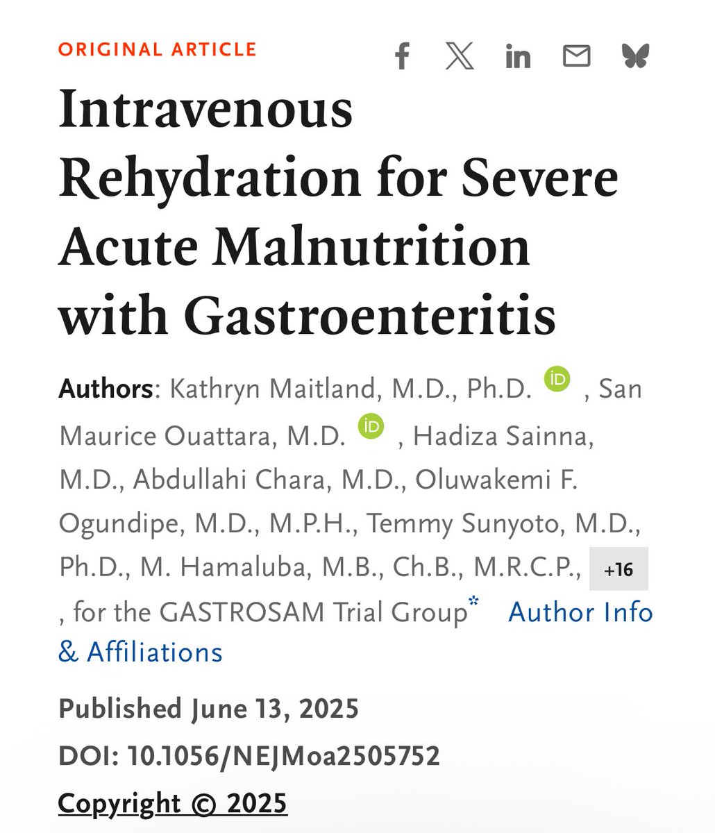 Nchafatso Obonyo (@nchaffyz) on Twitter photo #CCR25 <a href="/CritCareReviews/">Critical Care Reviews</a>
👏👏👏 <a href="/KathMaitland/">Kathryn Maitland</a> <a href="/lcgeorge13/">Lizzie George</a> <a href="/KEMRI_Wellcome/">KEMRI-Wellcome Trust</a> <a href="/IDeAL_KEMRI_WT/">IDeAL, Africa</a> <a href="/CCRG_Research/">Critical Care Research Group</a>
Intravenous Rehydration for Severe Acute Malnutrition with Gastroenteritis | New England Journal of Medicine nejm.org/doi/10.1056/NE… #CCR25 <a href="/CritCareReviews/">Critical Care Reviews</a>
👏👏👏 <a href="/KathMaitland/">Kathryn Maitland</a> <a href="/lcgeorge13/">Lizzie George</a> <a href="/KEMRI_Wellcome/">KEMRI-Wellcome Trust</a> <a href="/IDeAL_KEMRI_WT/">IDeAL, Africa</a> <a href="/CCRG_Research/">Critical Care Research Group</a>
Intravenous Rehydration for Severe Acute Malnutrition with Gastroenteritis | New England Journal of Medicine nejm.org/doi/10.1056/NE…