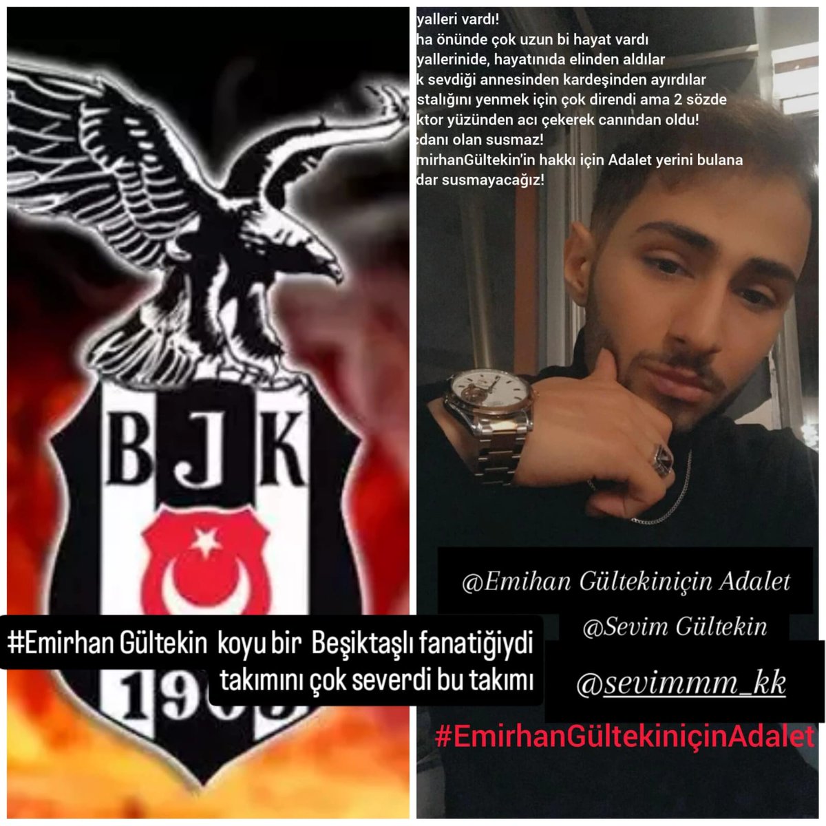 Beşiktaş camiası oğlumun adaletine sahip çıkın Emirhan Gültekin sizin koyu bir taraftarınızdı benim oğluma lösemi ismini takarak olayın üstünü kapatmaya çalışıyorlar oğlumun her anı her saati başucundaydım cahil bir insan değilim her şeyini takip eden bir anneydim