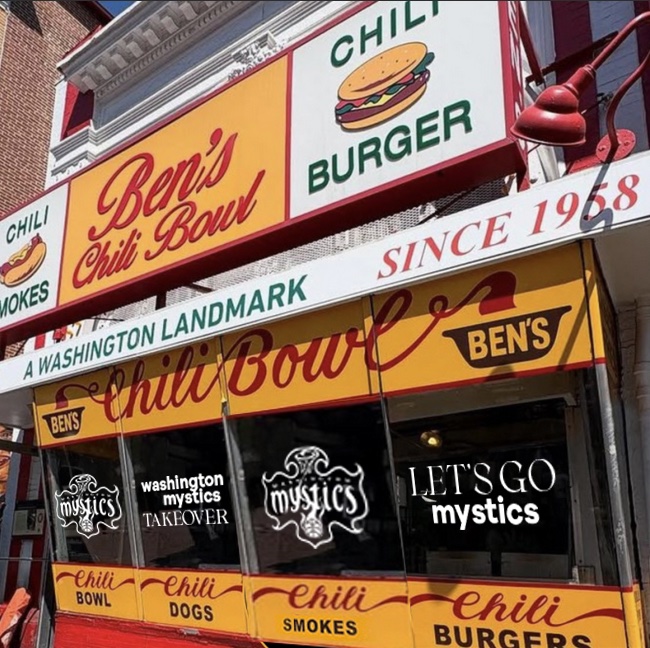 benschilibowl's tweet image. Join us today, 6/13 at 5:30 PM!
@WashMystics players Kiki Iriafen, Georgia Amoore, Jade Melbourne, and Sug Sutton are taking over Ben’s Chili Bowl on U Street for an evening of fun, food, and community vibes. Come celebrate DC basketball with us!