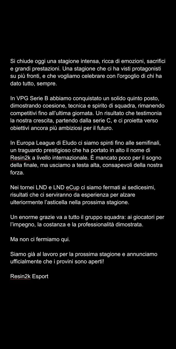 R2k Foggia (@r2kfoggia_) on Twitter photo <a href="/Resin2K/">Resin2K eSports</a>
Grazie a tutti che hanno partecipato al progetto Resin2k Esport quest'anno. Ci vediamo nella prossima stagione 💪💪
<a href="/VPGItaly/">VPG Italy 🇮🇹</a> <a href="/eLUDO_official/">eLUDO</a> <a href="/LNDEsport1/">LND Esport</a> <a href="/Resin2K/">Resin2K eSports</a>
Grazie a tutti che hanno partecipato al progetto Resin2k Esport quest'anno. Ci vediamo nella prossima stagione 💪💪
<a href="/VPGItaly/">VPG Italy 🇮🇹</a> <a href="/eLUDO_official/">eLUDO</a> <a href="/LNDEsport1/">LND Esport</a>