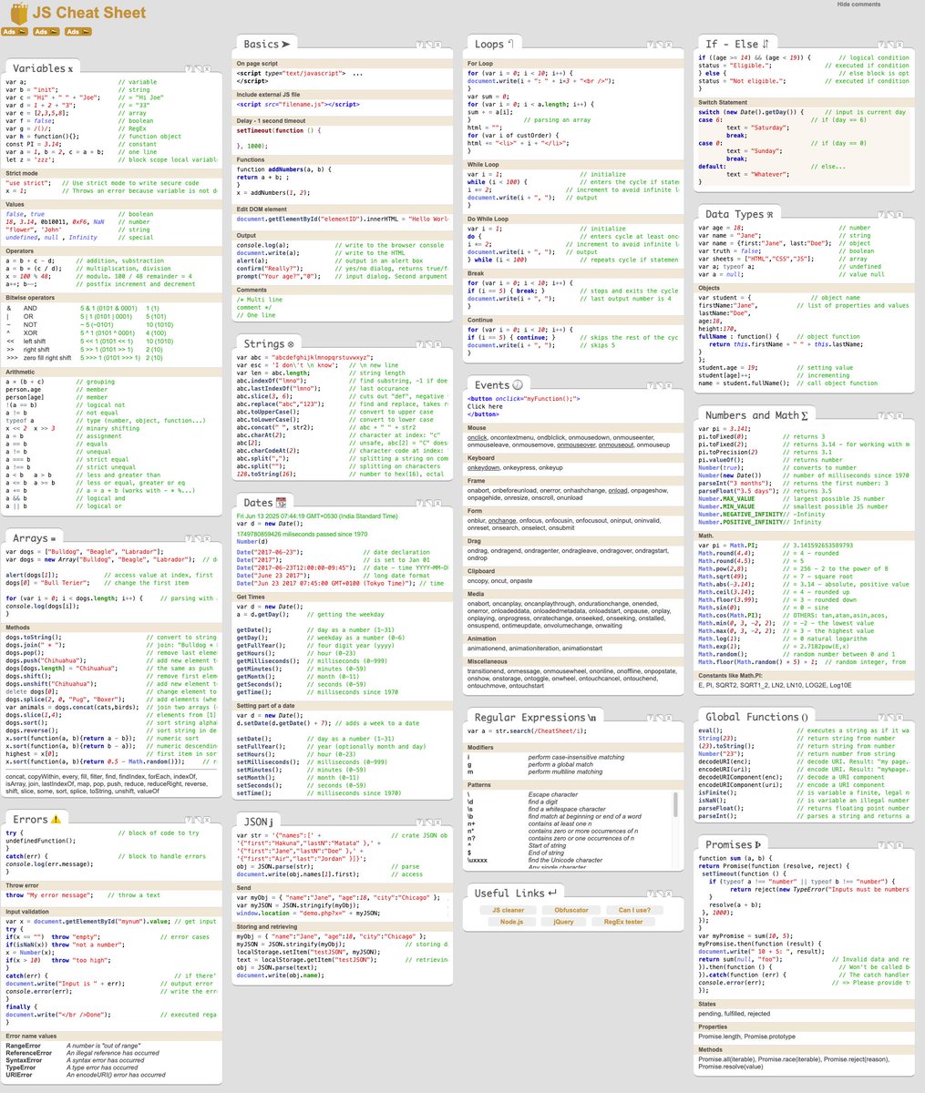 JavaScript CheatSheet✨