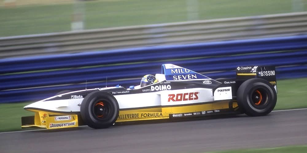 Silverstone test session 1997  Tarso Marques Minardi M197 Hart V8. #F1