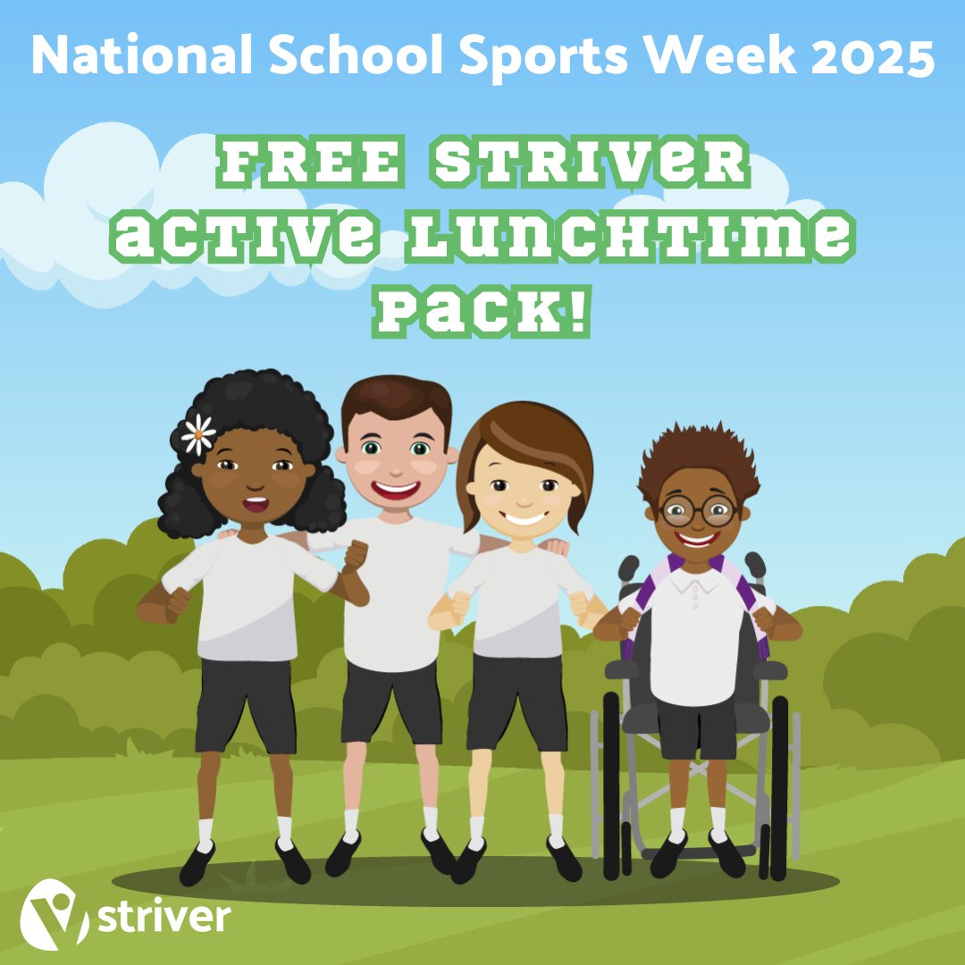 Download our free Active Lunchtime pack to use during National School Sports Week!🏏🎾⚽
Read more about Striver and National School Sports Week 2025:zurl.co/YDbn4
 
#Striver #PE #PELead #PELeadership #PhysicalEducation #SchoolSport #SportPremium #PEBudget