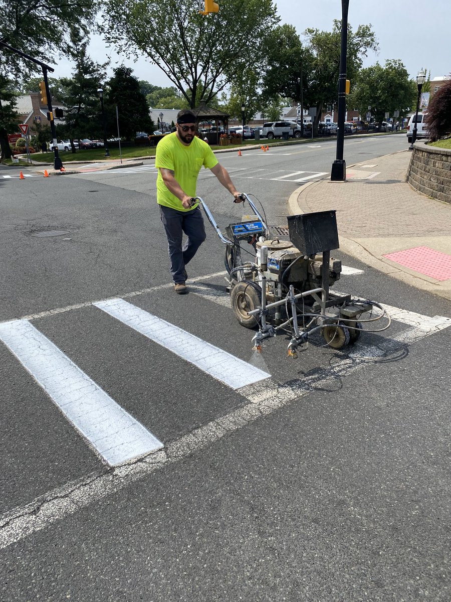Summer is here and so is our seasonal help! Our traffic maintenance crew is hard at work refreshing lines and crosswalks throughout Cranford to help keep our streets safe and clearly marked. Please slow down when you see crews working — and give them a wave!