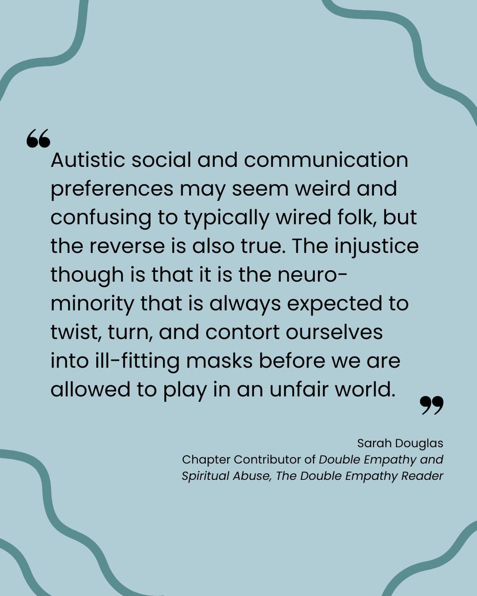 This week's quote is from one of our Masters students, Sarah Douglas, who has contributed a chapter to 'The Double Empathy Reader.'

Read here: pavpub.com/health-and-soc…