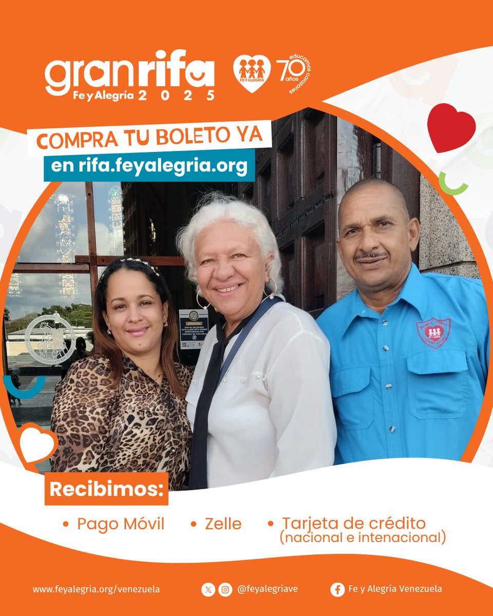 #13Jun ¡La Gran Rifa Fe y Alegría está en su fase final! Apoya a más de 100 mil estudiantes para que tengan acceso a una educación de calidad. Adquiere tu boleto en rifa.feyalegria.org y haz tu aporte hoy. Con buena educación #GanaVenezuela! El sorteo es el 19 de junio.