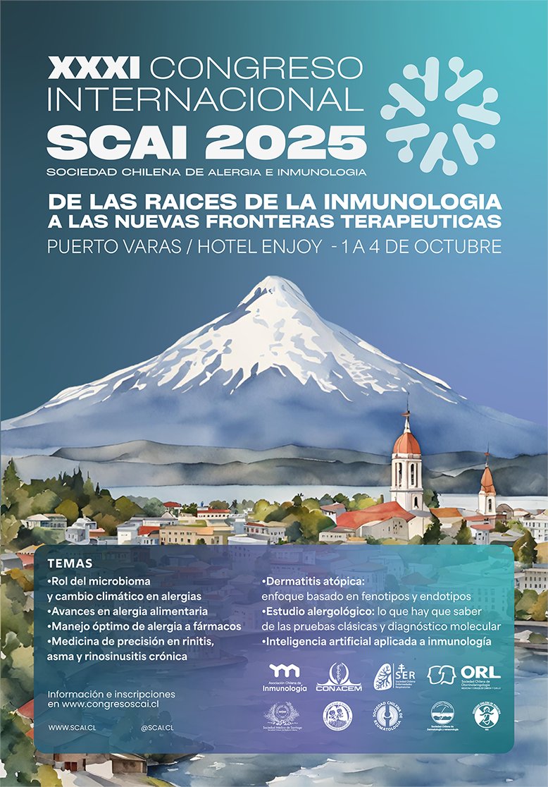 Participa en el XXXI Congreso Internacional de la Sociedad Chilena de Alergia e Inmunología: “De las Raíces de la Inmunología a las Nuevas Fronteras Terapéuticas”, del 1 al 4 de octubre en Puerto Varas.