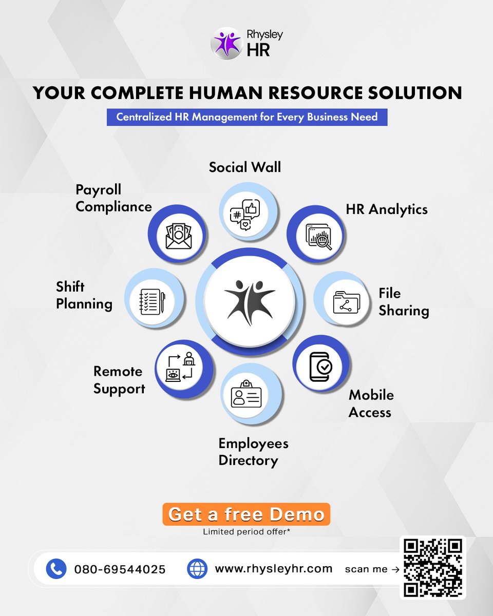 RhysleyHr's tweet photo. Simplify HR with Rhysley HR – your all-in-one platform for payroll, onboarding, attendance, performance &amp; more.
Smart automation for startups &amp; enterprises alike.
👉 https://t.co/xaNgUDKmwf
📞 080-69544025
🔍 Scan to explore live!

#HRTech #HRSoftware #HRAutomation #RhysleyHR https://t.co/Rr6BPGxg1B