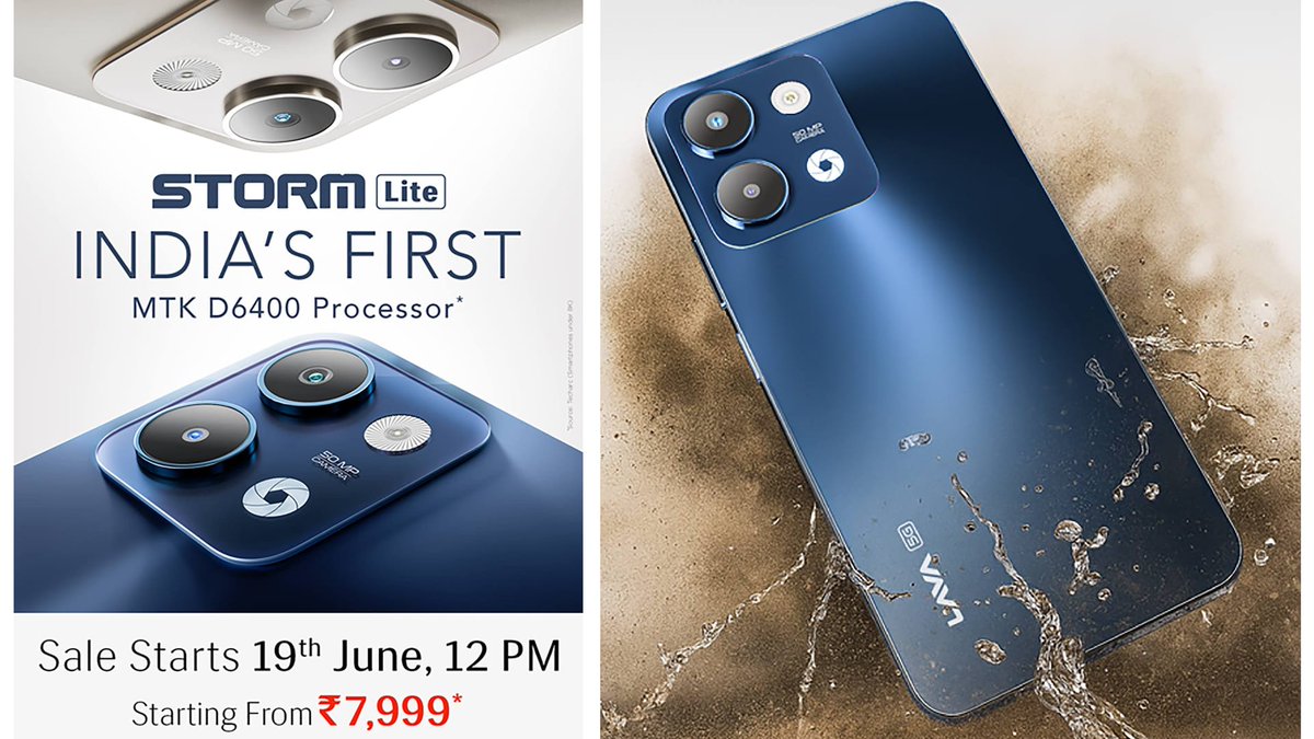 gogiinc's tweet image. New Budget King Alert!
LAVA just dropped the Lava Storm Lite at ₹7,999 🇮🇳

✅ 6.75” HD+ 120Hz Display
✅ MediaTek D6400 5G
✅ 50MP Sony Camera
✅ Glass Back &amp;amp; IP64

Premium feels, budget price.🔥
#LavaStormLite #MadeInIndia #BudgetPhone #TechNews