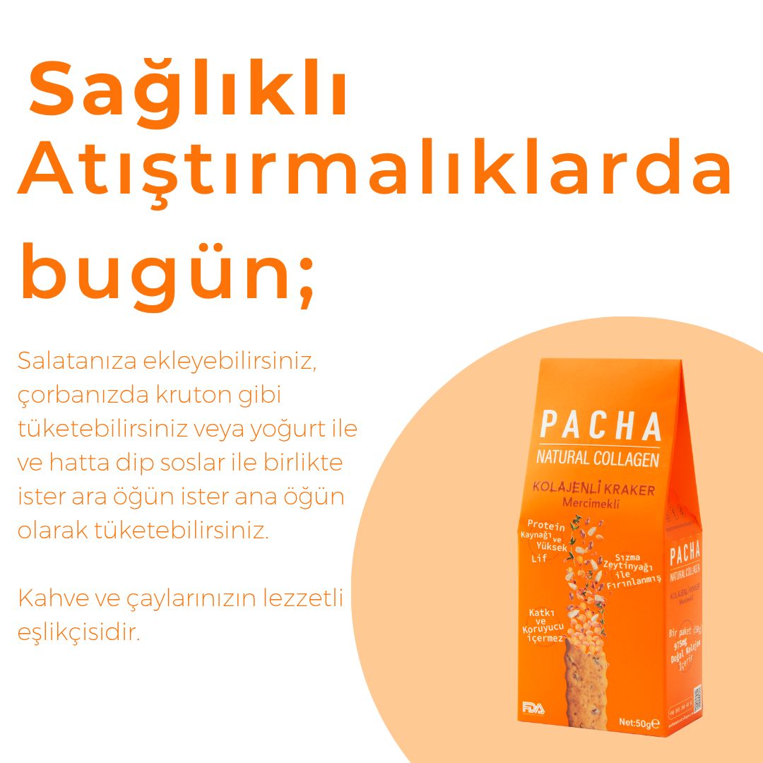 🥗 Salatana, 🍲 çorbana, 🥣 yoğurduna…

PACHA NATURAL COLLAGEN mercimekli kolajenli kraker dilediğin her öğüne eşlik eder!

İster ara öğün ister ana öğün olsun, lezzetli ve sağlıklı atıştırmalıklar arayanlara birebir 💯

#pachakolajen #mercimeklikraker #sağlıklıatıştırmalık