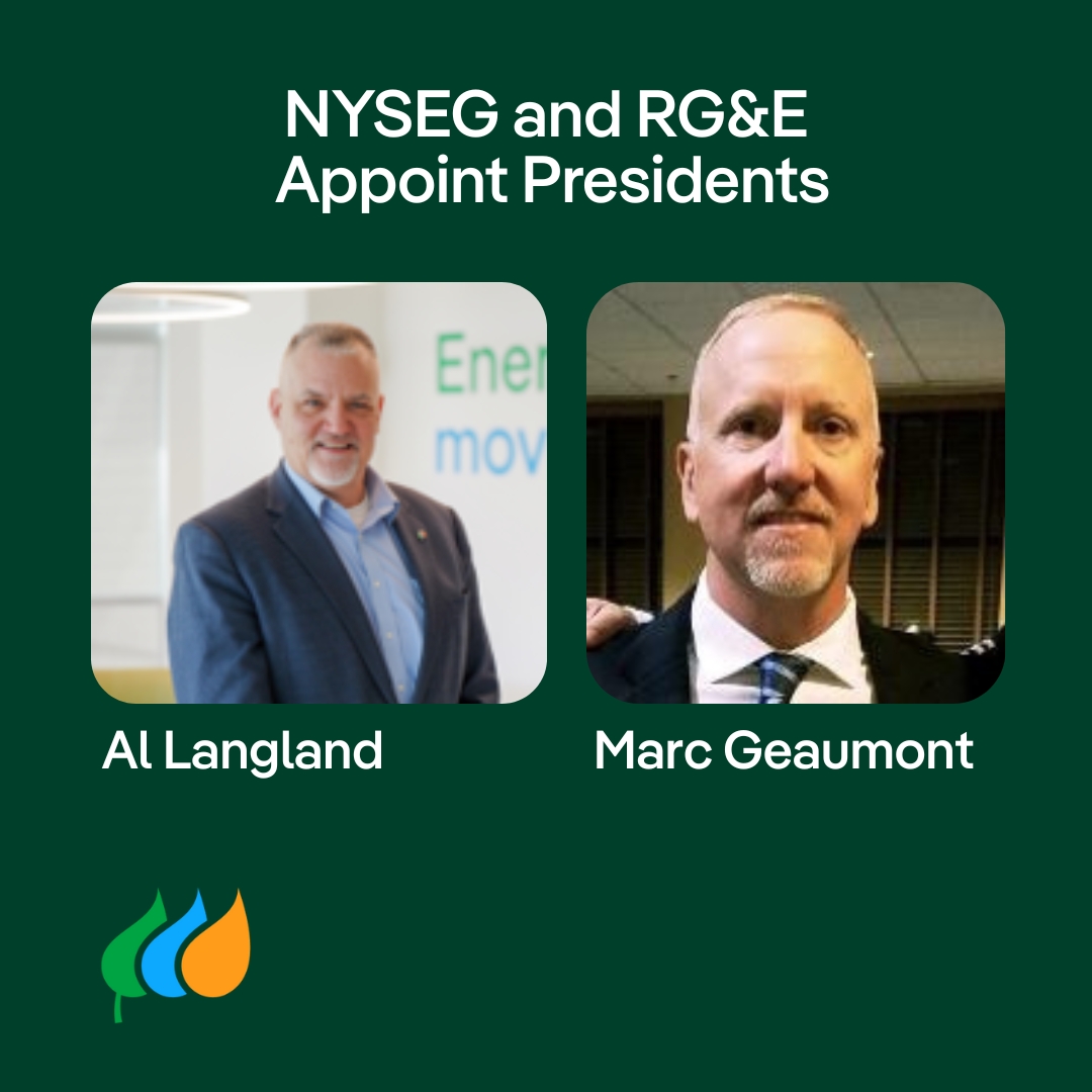 RGandE's tweet image. NYSEG and RG&E Appoint Presidents
Two new leaders will serve the specific needs of each operating company
Read more: ow.ly/2OEZ50W8VjM