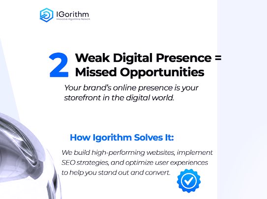 igorithmltd's tweet image. At Igorithm, we solve the tech challenges holding your business back.
From digital experience to scalable systems we deliver solutions that drive real impact.
Tech isn’t optional. It’s your edge. 🚀
#Igorithm #TechSolutions #DigitalTransformation #Innovation #BusinessGrowth