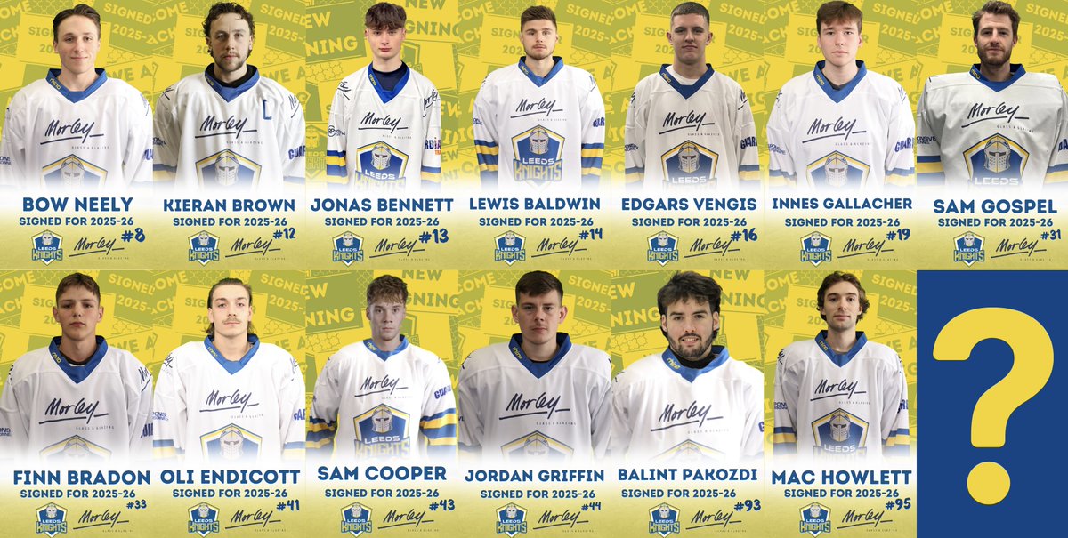 🚨 YOUR 2025/26 LEEDS KNIGHTS… SO FAR! 🚨

Take a look at the roster taking shape 👀💛💙

Want to see another name announced 𝙏𝙊𝙉𝙄𝙂𝙃𝙏?

Hit that ❤️ and let us know! 👇