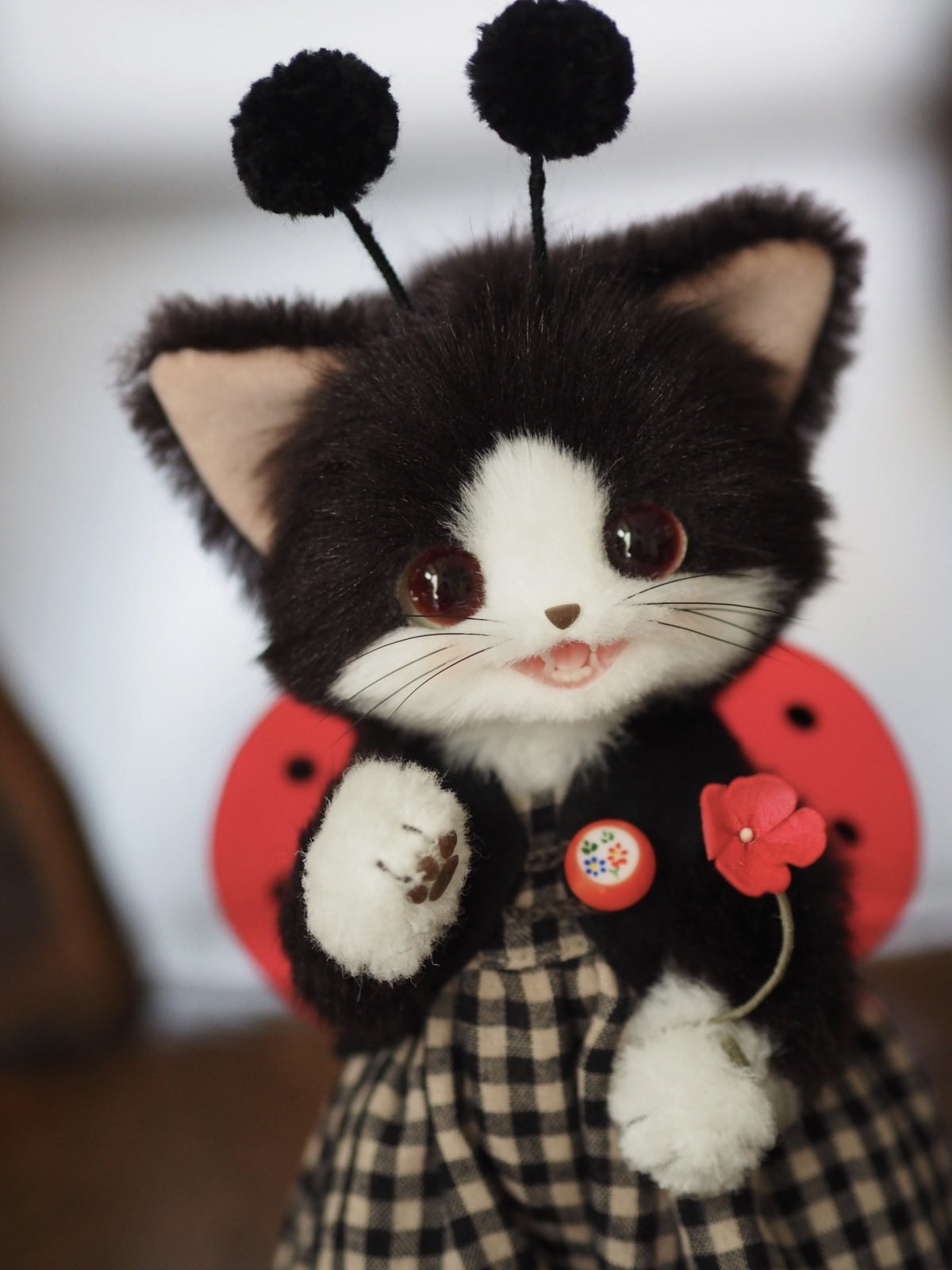 生後１か月♡可愛い毛の子猫ちゃん♡アートドール♡ぬいぐるみ♡ 春咲桜猫「可動！」桜 蝶々 猫 ネコ 羊毛フェルト アートドール