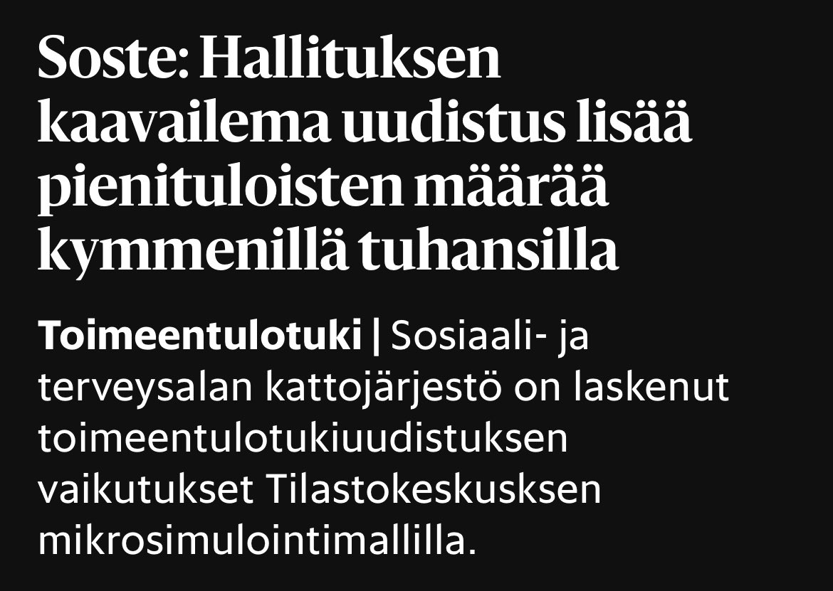 Uudet leikkaukset kaikista köyhimmille ajavat 8500 lasta köyhyyteen.

Se aikaisempi 17000 köyhää lasta oli perussuomalaisille ja kokoomukselle yksinkertaisesti liian vähän.