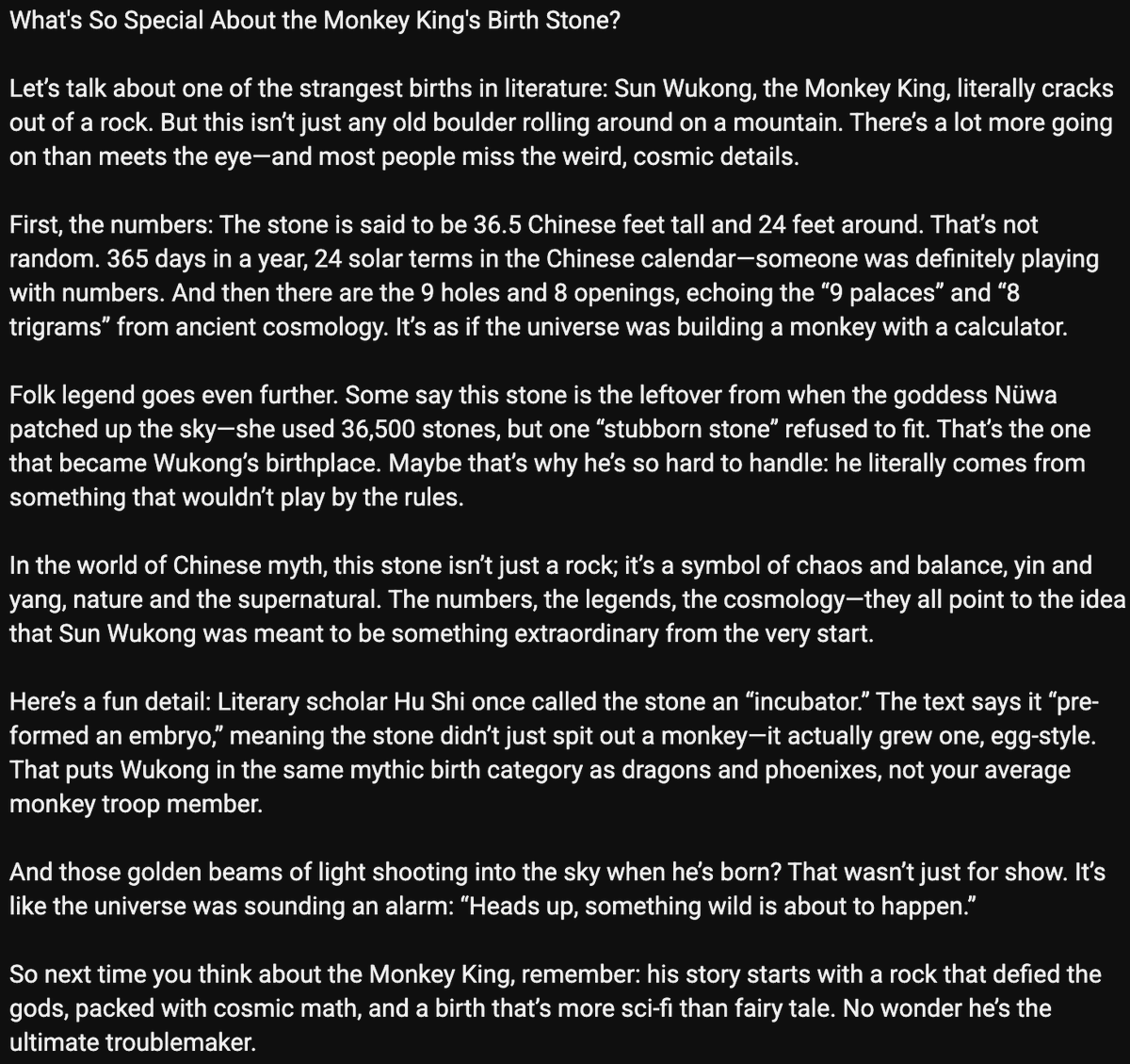 wukong_ryan's tweet photo. Ever wondered how a rebellious stone gave birth to the Monkey King? Discover the cosmic secrets, ancient legends, and wild beginnings that make Sun Wukong’s origin one of the most unique in mythology. I gave my thoughts here:
https://t.co/QkqXVDAcQe https://t.co/9KHRbPWOtz