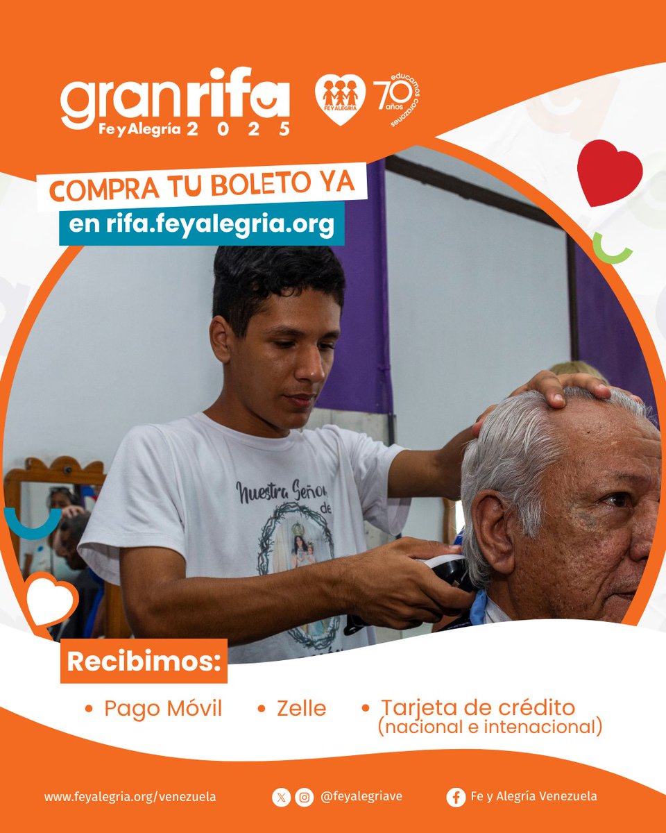 #13Jun Con tu apoyo ayudas a la dotación de tecnología, formación docente y proyectos innovadores en los centros de Fe y Alegría. Compra tu boleto en rifa.feyalegria.org y participa en esta iniciativa por la educación. #GanaVenezuela. El sorteo es el 19 de junio.