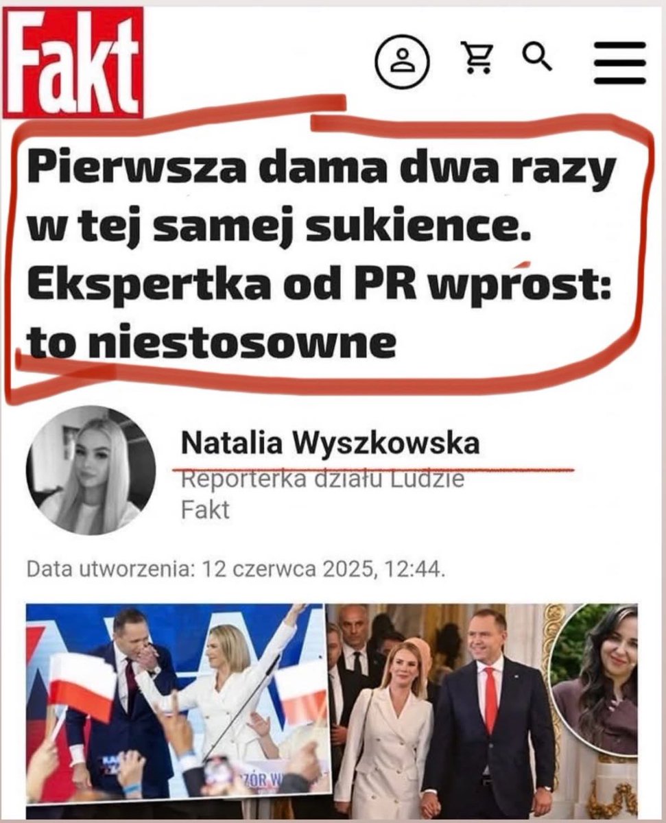 Księżna Kate dwa razy w tej samej sukience ❓Skromność i klasa 
Polska pierwsza dama ❓”Niestosowne” - według tej samej redakcji 🙄
🗞️ W Fakcie podwójne standardy mają się świetnie. 🤡