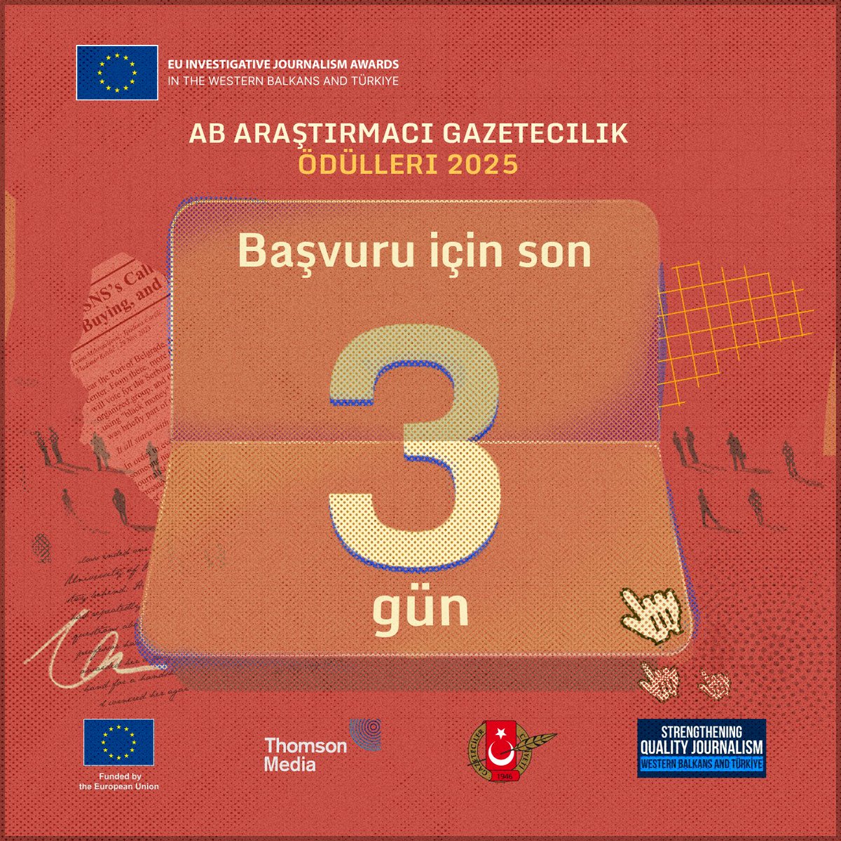 2025 AB Araştırmacı Gazetecilik Ödülü için başvurular, 16 Haziran Pazartesi günü geceyarısı sona eriyor.

Ulusal ve bölgesel bazda verilen ödül, Türkiye ve Batı Balkanlar’dan tüm gazetecilere açık.

Birincilik ödülü; 5 bin Avro

İkincilik ödülü; 3 bin Avro

Üçüncülük ödülü; 2 bin