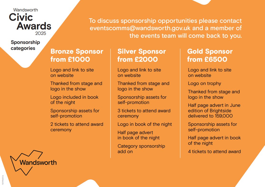 🌟 Support local heroes and grow your brand!

Sponsor the 2025 Wandsworth Civic Awards – a prestigious event celebrating community champions.  Benefit from media coverage, cultural visibility and align your business with social impact.

📩 Find out more: shorturl.at/zhs3e