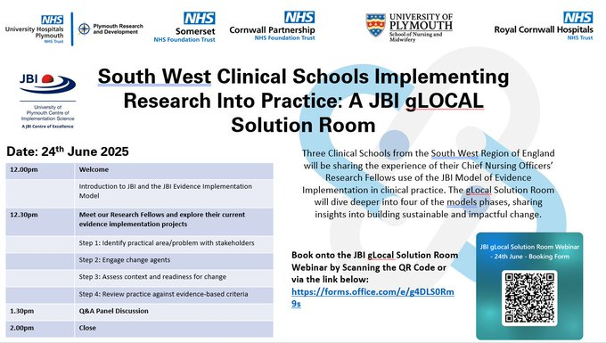 Listen to our region's Chief Nursing Officers' Research Fellows talk about their evidence informed change projects and the benefits of the <a href="/JBIEBHC/">JBI</a>  Evidence Implementation Model in practice - register here forms.office.com/e/g4DLS0Rm9s
