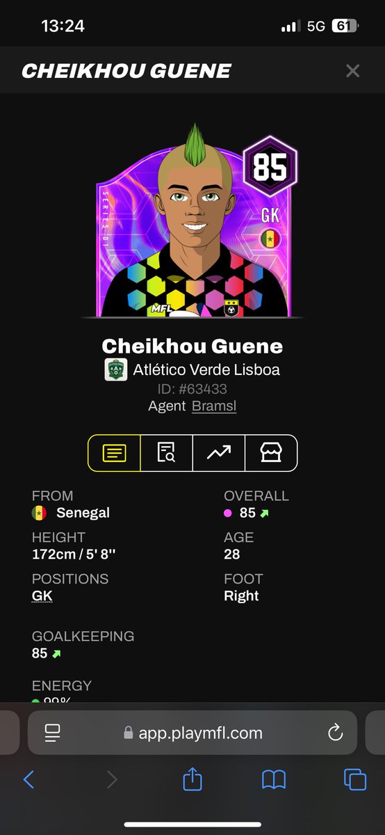 Today im the proud owner of my first legendary card in <a href="/playMFL/">MFL</a> after a good trainings session 🥳

#mfl #footballmanager