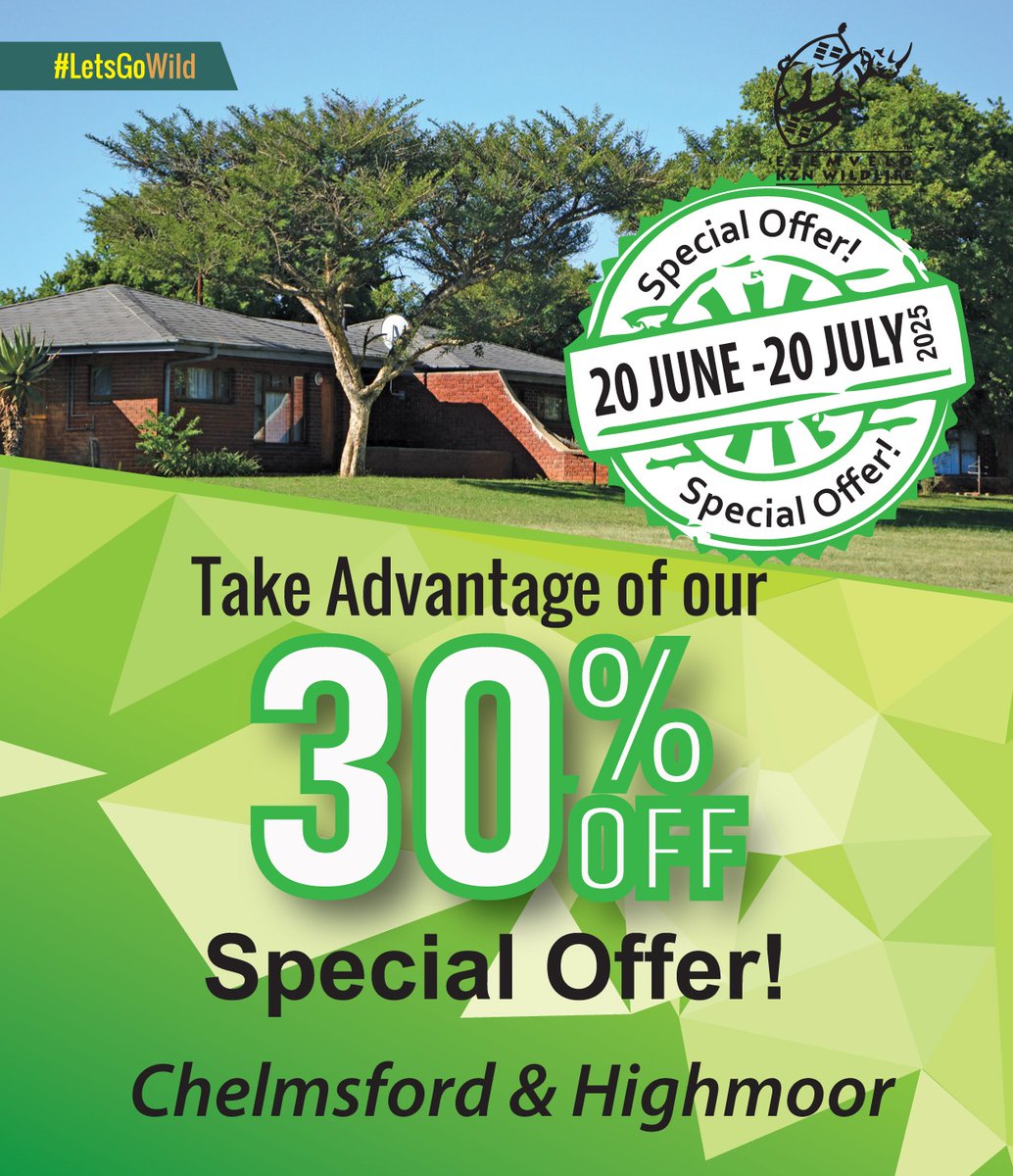 Rumors got you confused? 

Here’s the truth: We’re open, wild, and ready for your adventure!

Now’s the perfect time to visit—enjoy 30% off at Chelmsford &amp; Highmoor for a limited time only (June 20–July 20).

📞 Call 033 845 1000 or book online: kznwildlife.com