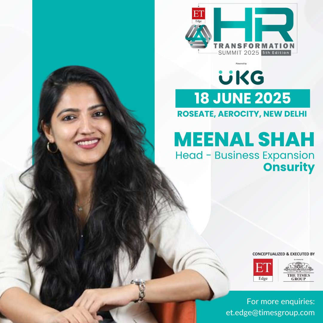 We’re honored to feature Meenal Shah, Head – Business Expansion, <a href="/onsurity/">Onsurity</a> as a distinguished speaker at the ET Edge HR Transformation Summit 2025 powered by <a href="/UKGInc/">UKG</a>. With a global leadership lens and a deep understanding of people-driven transformation, she will share powerful