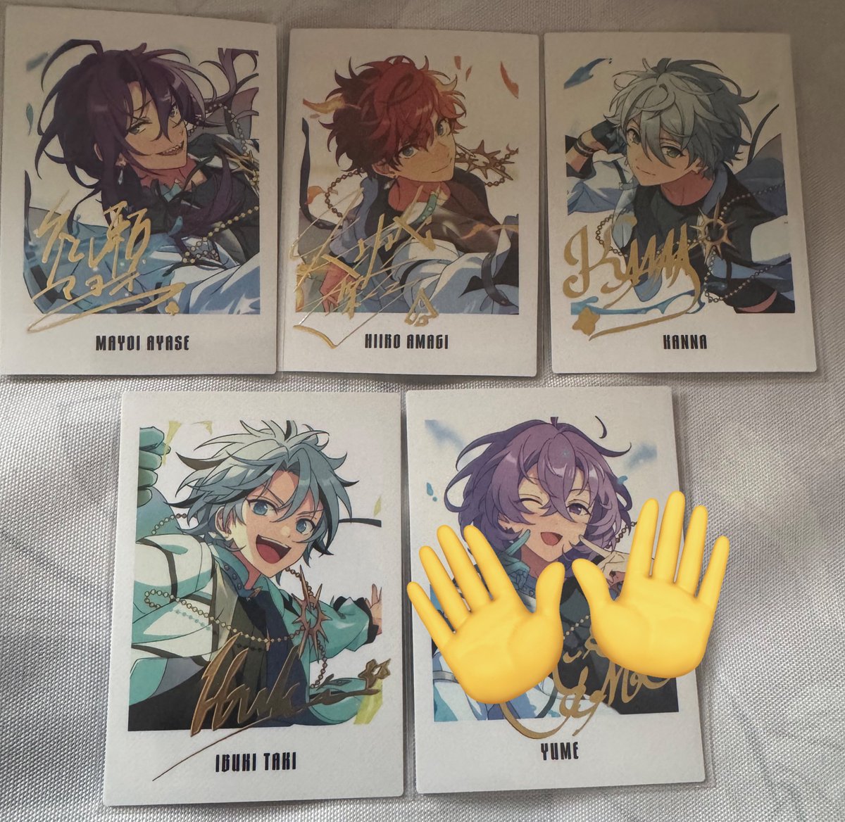 m_am_0's tweet photo. 【交換/譲渡】あんスタ 9周年 ぱしゃっつ

譲)宗、颯馬、真緒、斑、鉄虎、翠、千秋、つむぎ、宙、創、ひなた、こはく、HiMERU、マヨイ、一彩、カンナ、維吹

求)友人分 レオ、日和 各1
凪砂、渉
定価＋送料

郵送希望
交換していただける方を緩く探しております。宜しくお願い致します https://t.co/Tod8eHGyyS