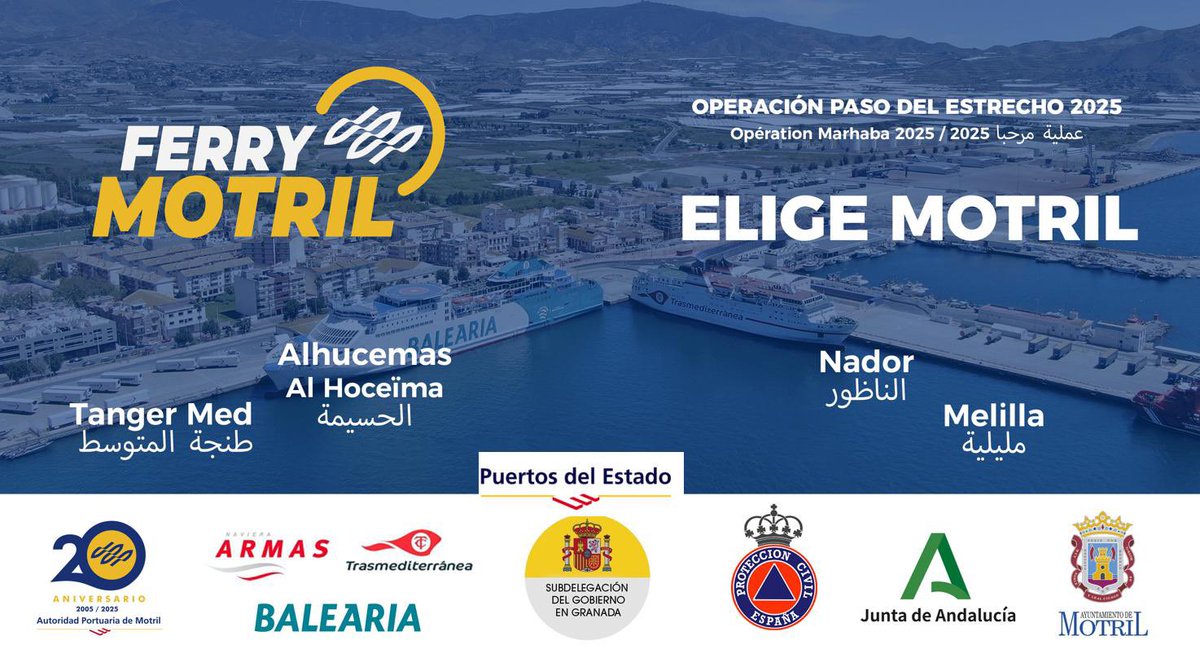 puertodemotril's tweet image. @puertodemotril se prepara para el inicio de la OPE 2025 el próximo domingo, con un plan de flota capaz de movilizar 20.000 pasajeros y más de 6.000 vehículos semanales a través de sus muelles.
#OPE2025
#20aniversarioapm