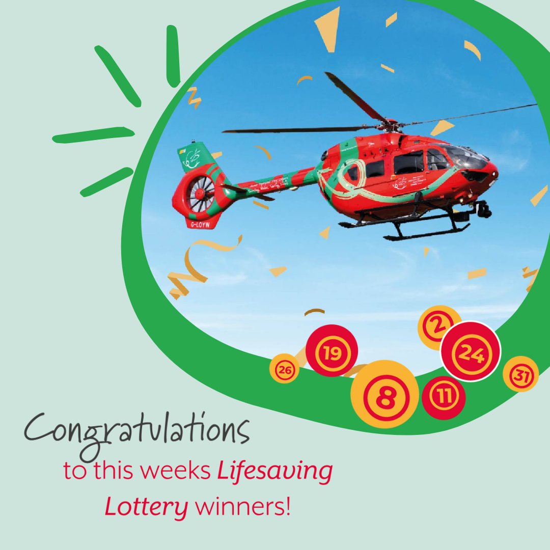 Congratulations to this weeks Lifesaving Lottery winners! 🥳 🚁

Check this weeks results on our website - walesairambulance.com/lifesaving-lot…